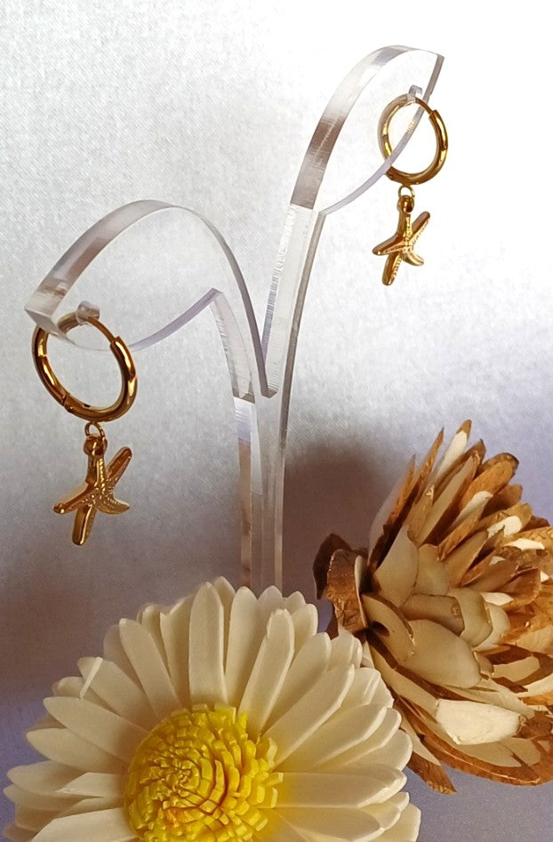 Golden Star Drop Earrings