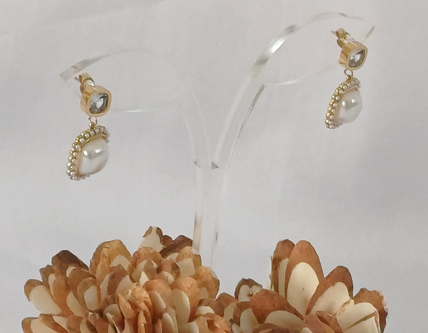 Golden Pearl Drop Earrings