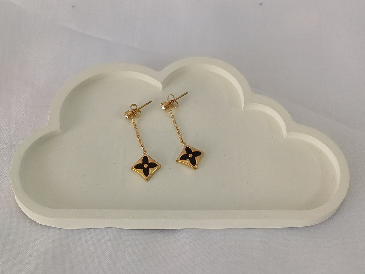 Golden Black Drop Earrings