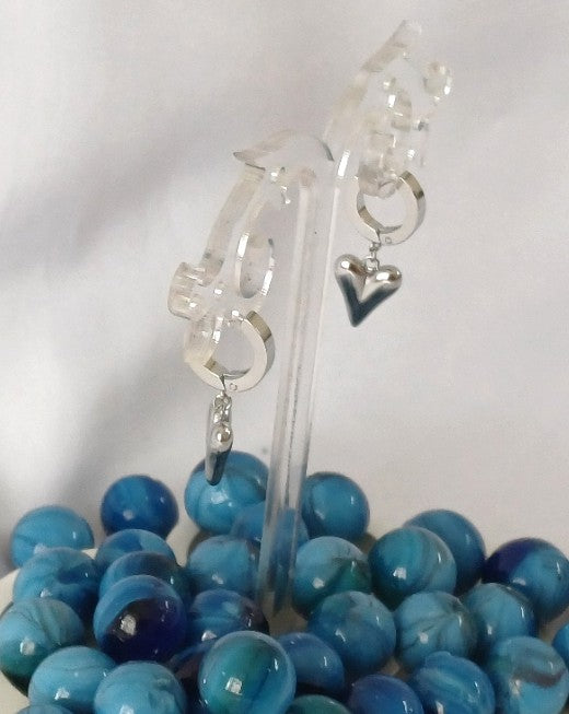 Silver Heart Drop Earring