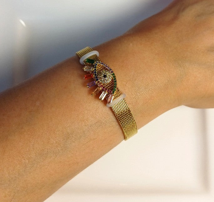Multicoloured evileye Watch Bracelet