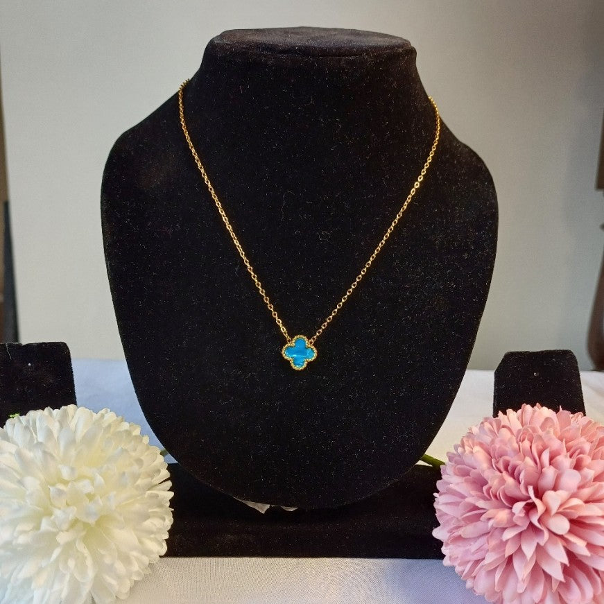 Blue Clover Necklace