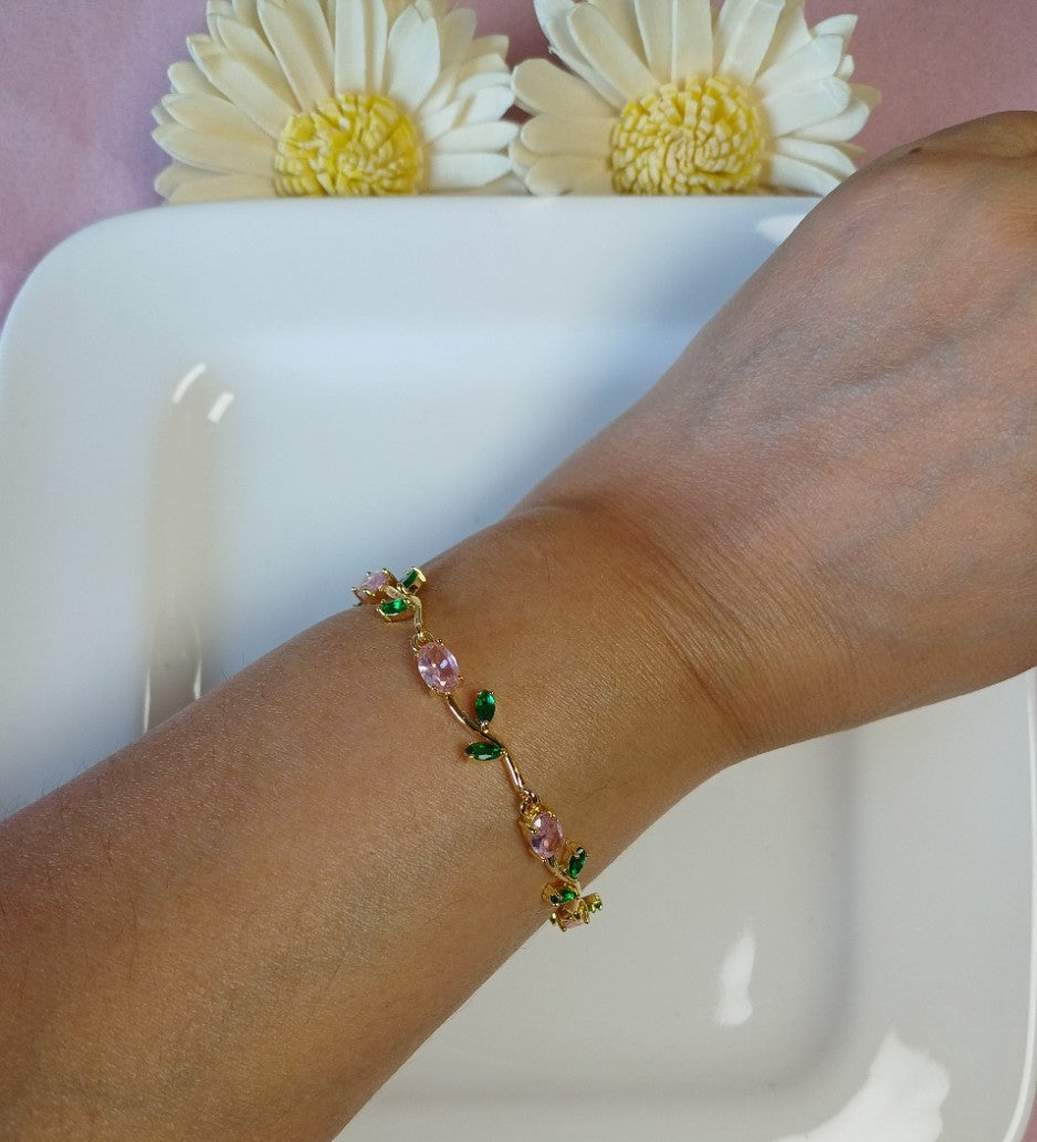 Tulip 6 Bracelet - Pink and Green