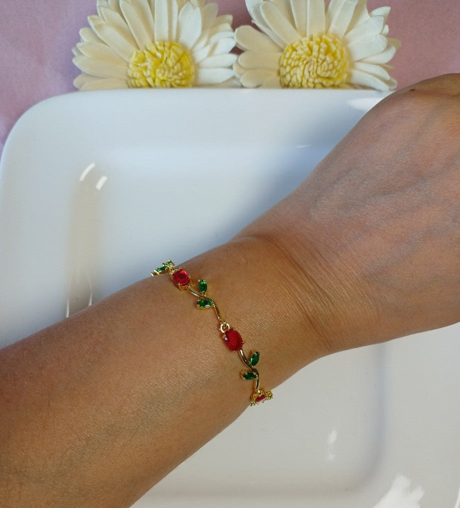 Tulip 3 Bracelet - Red and Green