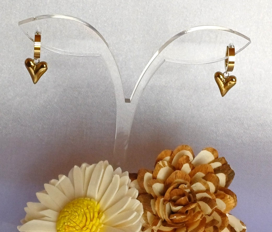 Golden Heart Drop Earring
