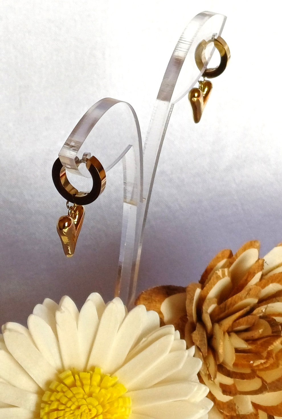 Golden Heart Drop Earring