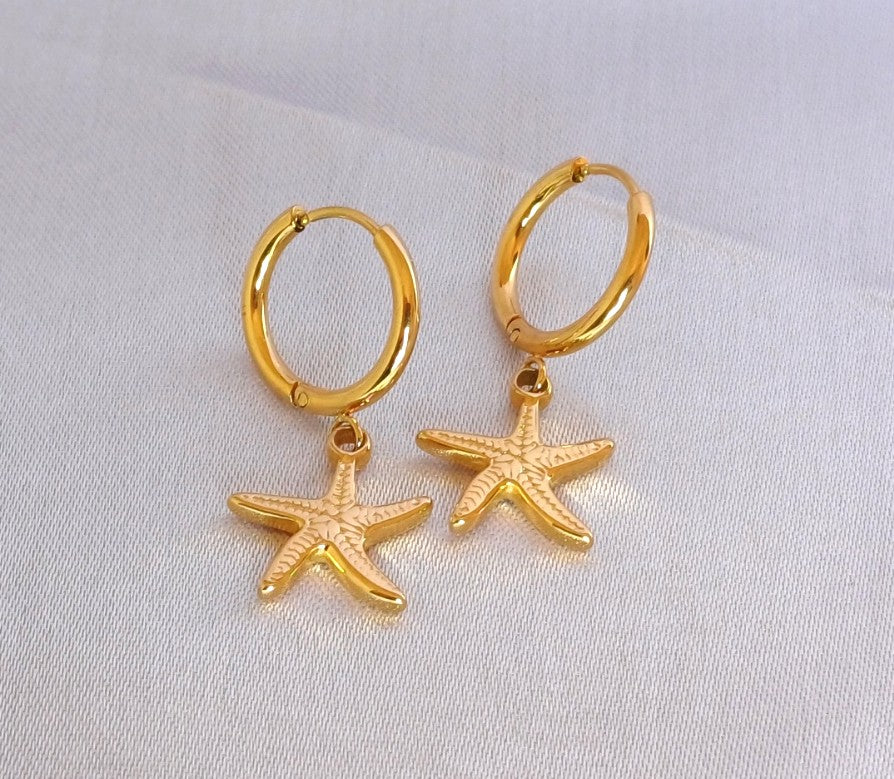 Golden Star Drop Earrings