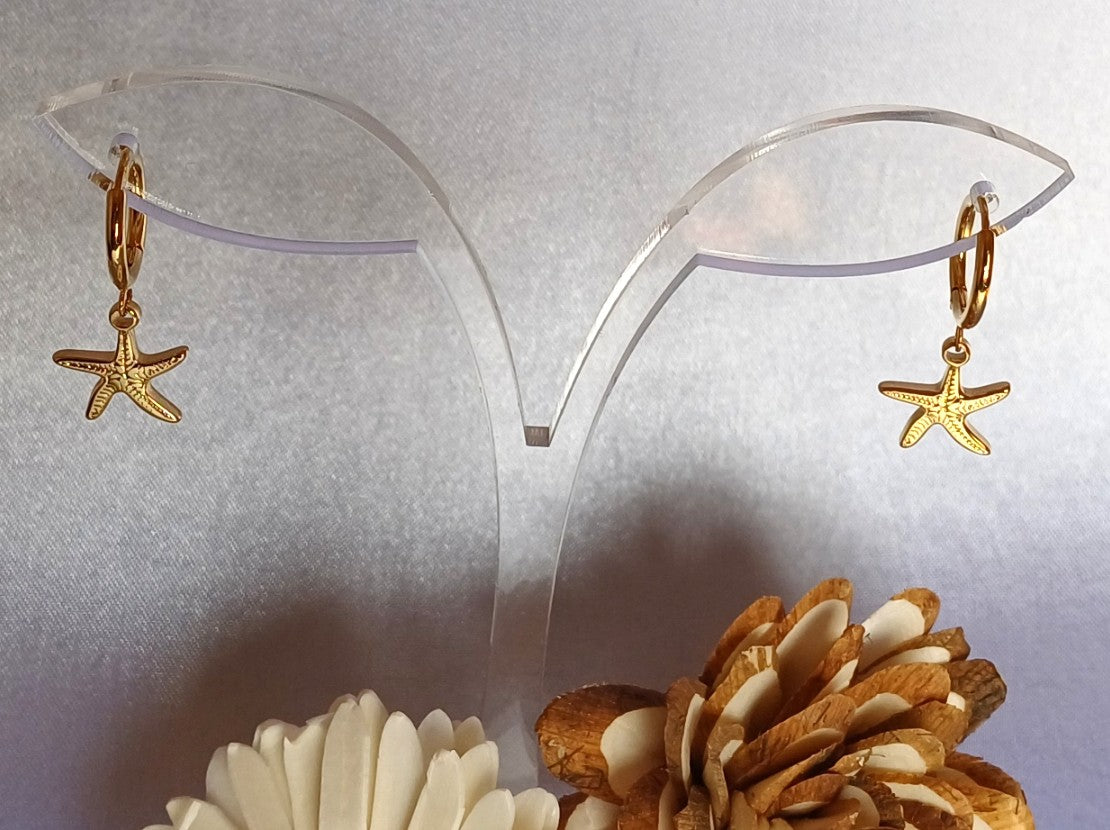 Golden Star Drop Earrings