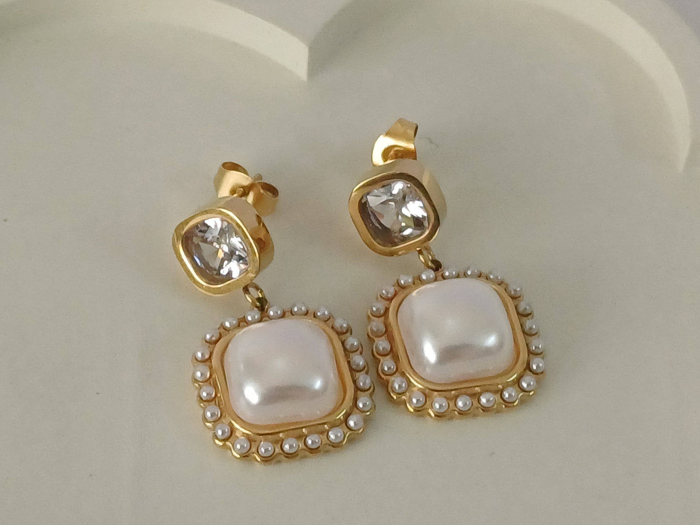 Golden Pearl Drop Earrings