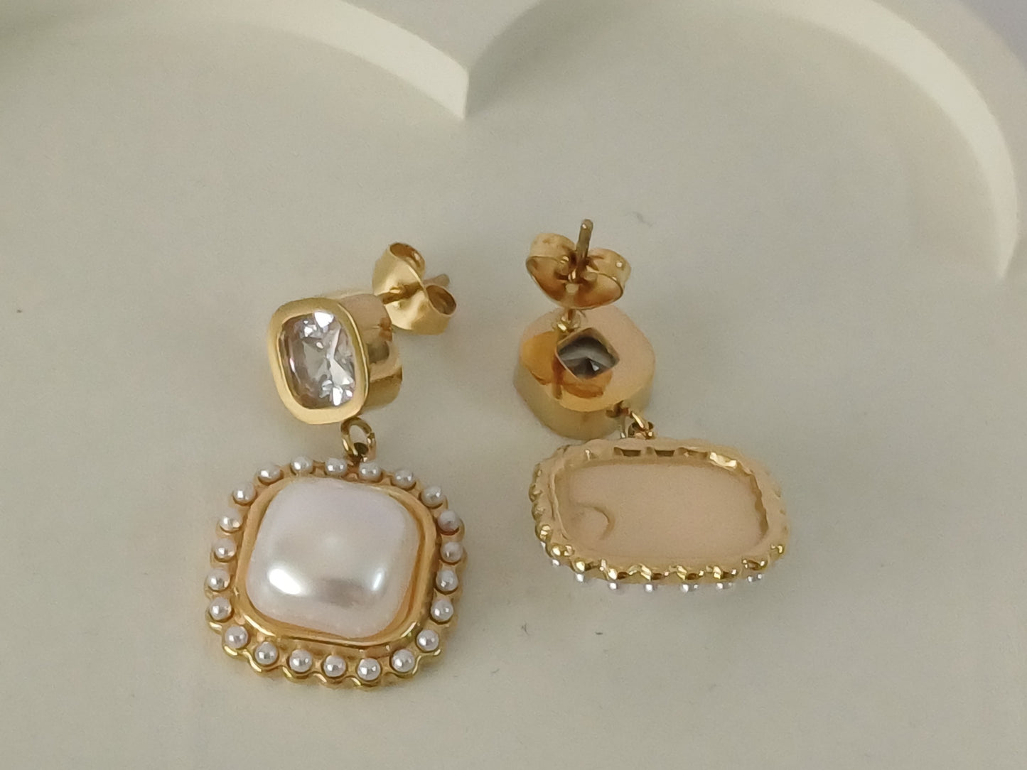 Golden Pearl Drop Earrings