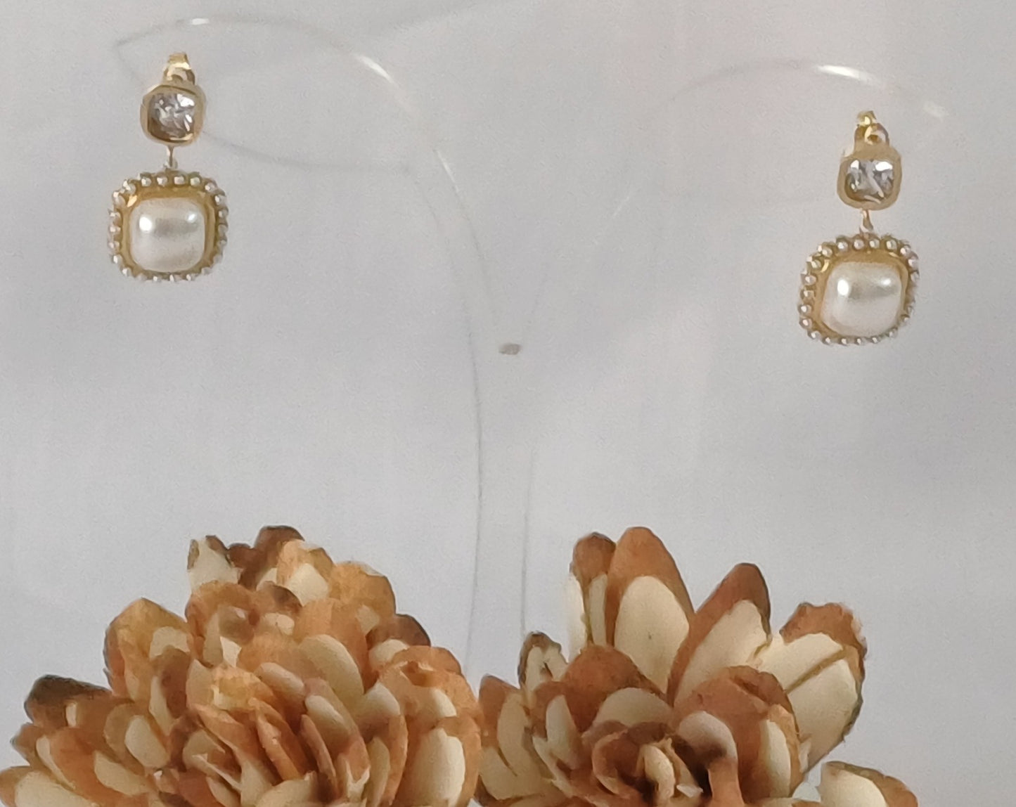 Golden Pearl Drop Earrings