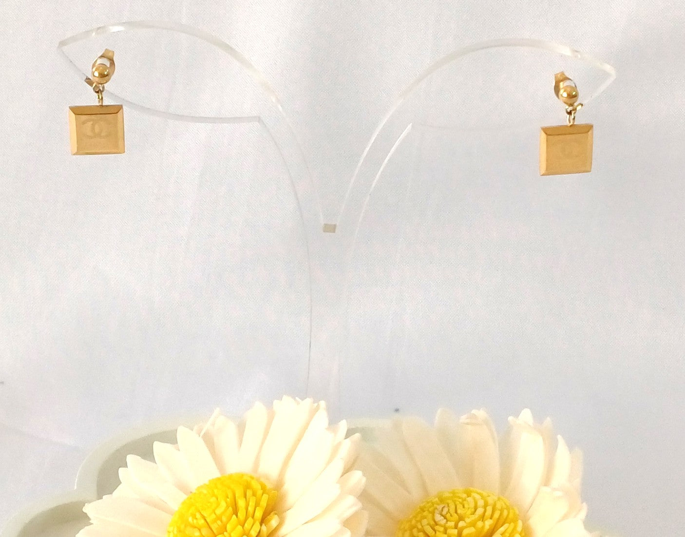 Golden Square Drop Earrings