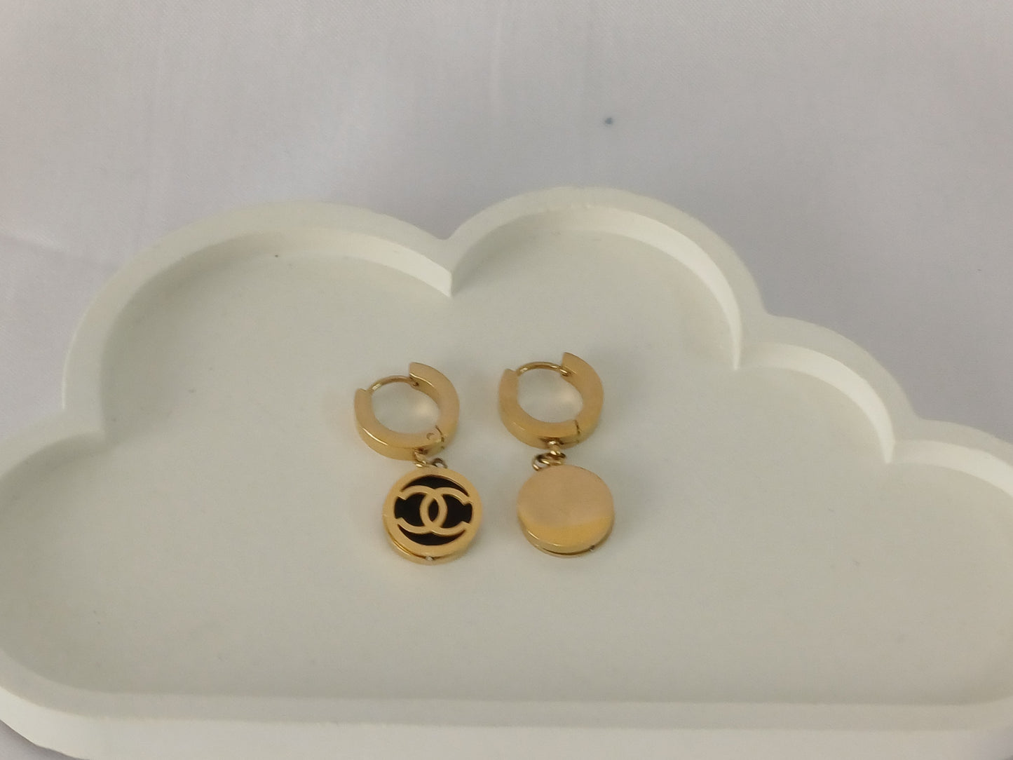 Black Round Drop Earring