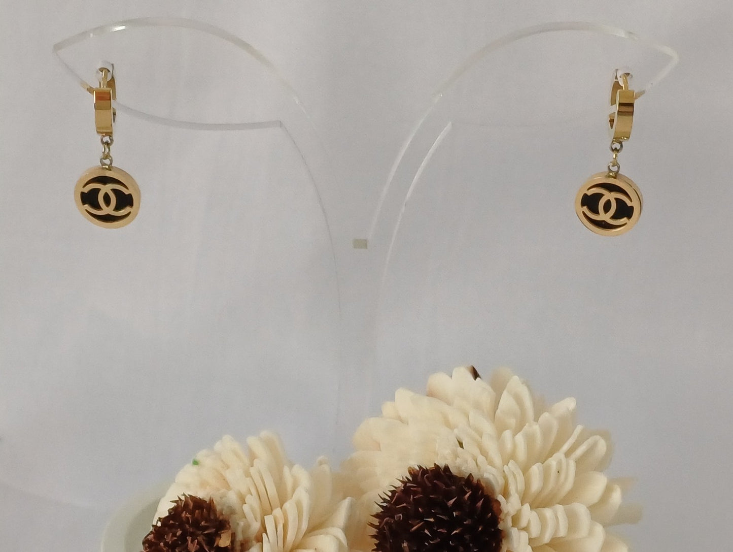 Black Round Drop Earring
