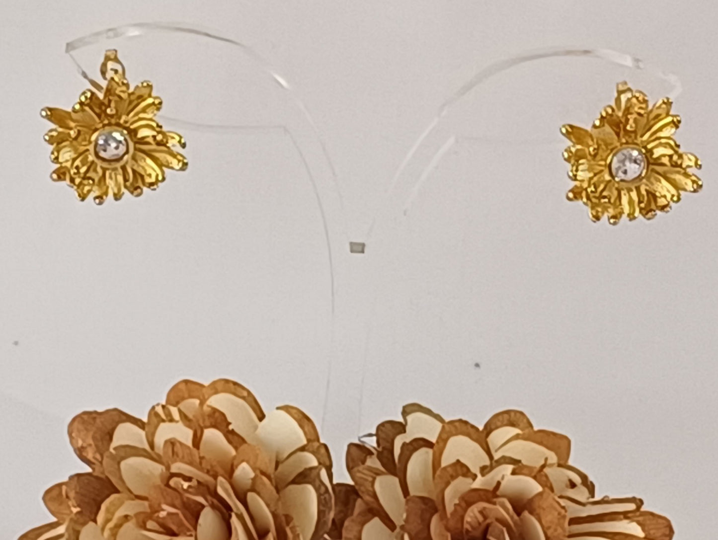 Golden American Diamond Flower Stud