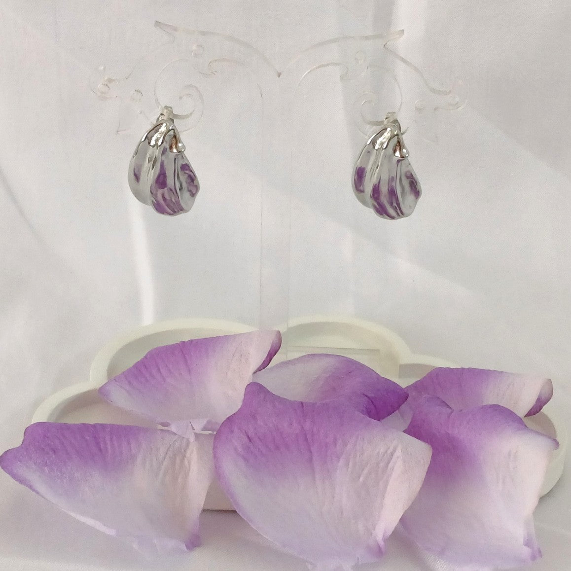 Silver Drop Pattern Stud