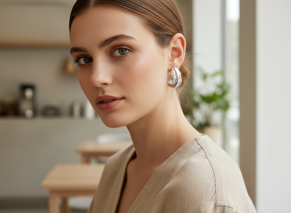 Silver Drop Pattern Stud