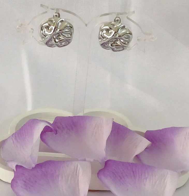 Silver Round Pattern Stud