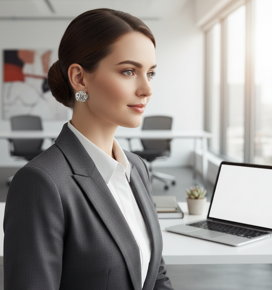 Silver Round Pattern Stud