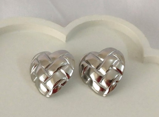 Silver Heart Pattern Stud