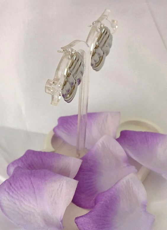 Silver Wave Square Stud