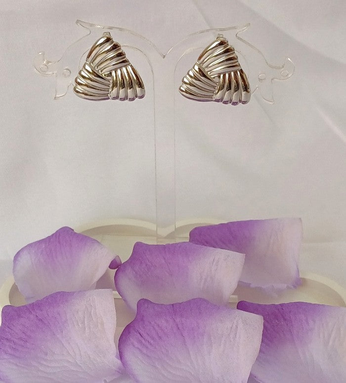 Silver Wave Triangle Stud