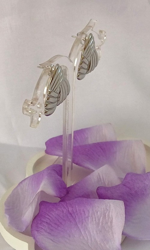 Silver Wave Triangle Stud