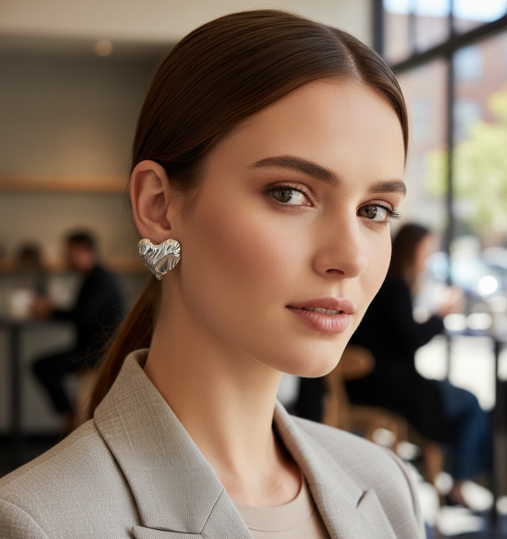 Silver Heart Stud Ivy