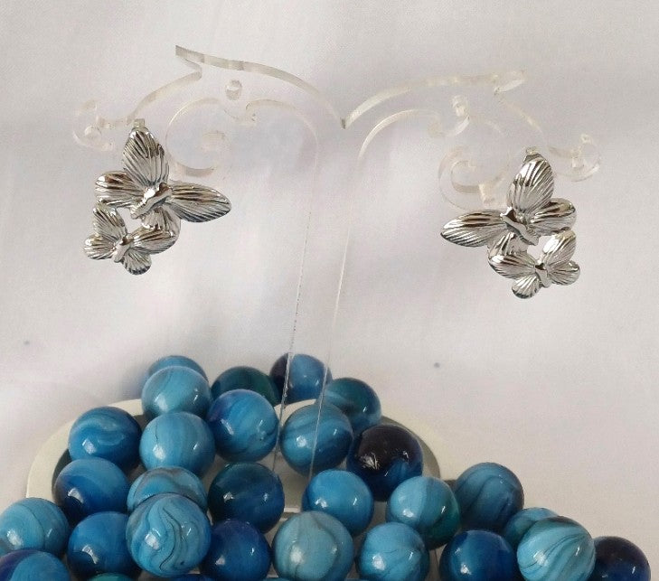 Silver Butterfly Stud
