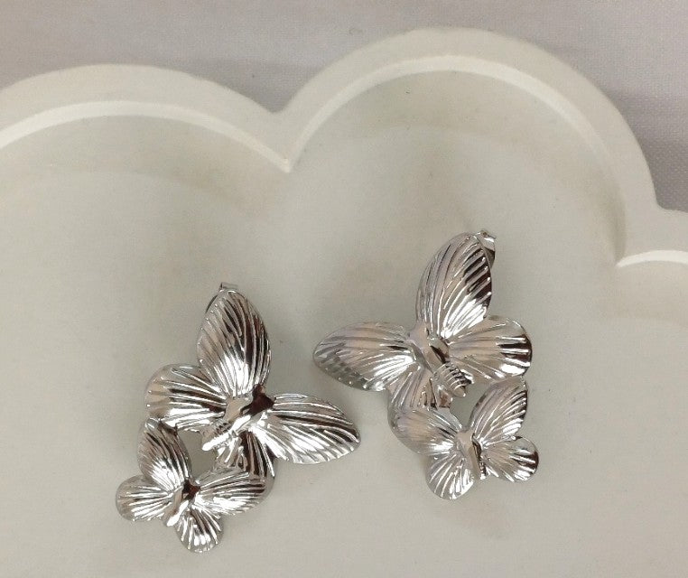 Silver Butterfly Stud