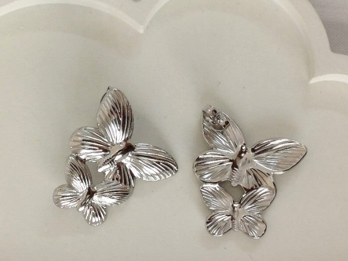 Silver Butterfly Stud
