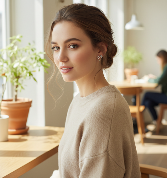 Silver Heart Stud Alice