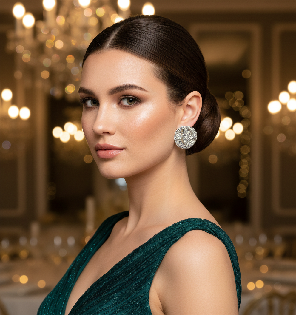 Silver Round Stud Audrey