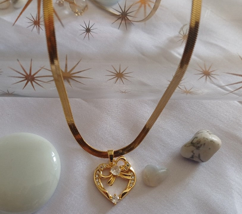 Heart Bow Pendant Necklace