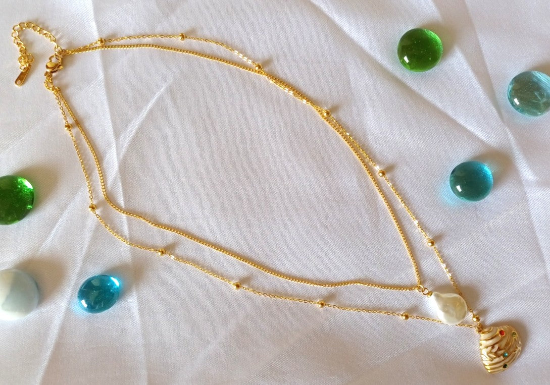 Shell Pearl Layered Necklace