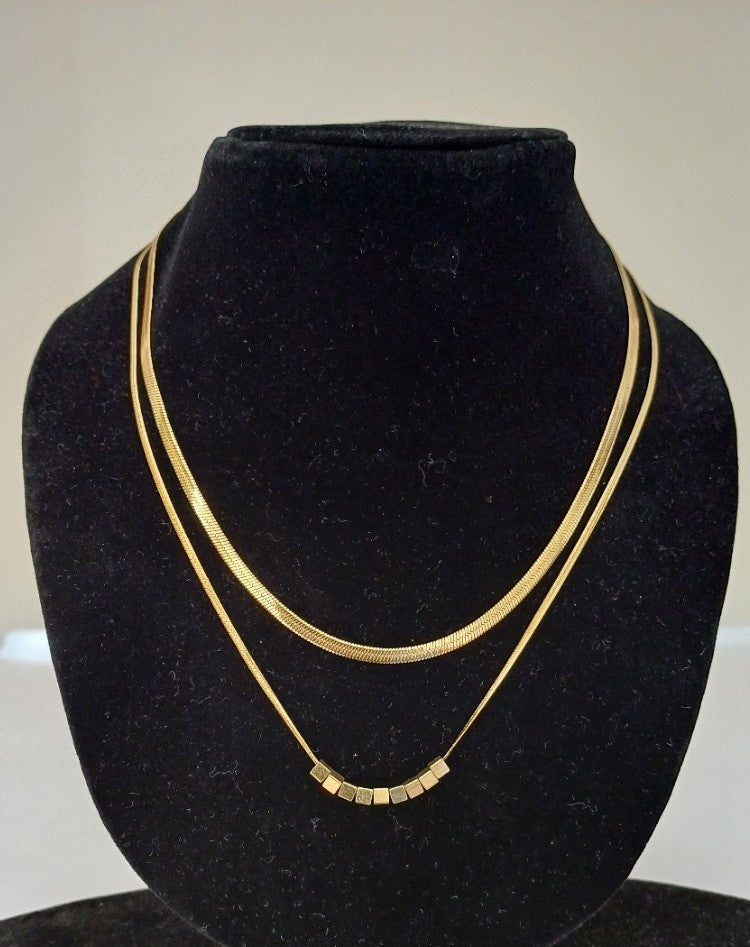 Layered Box Pendant Necklace
