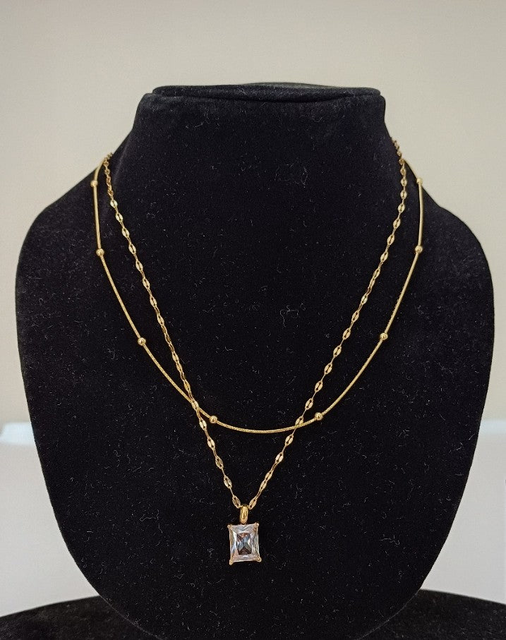 Layered AD Pendant Necklace