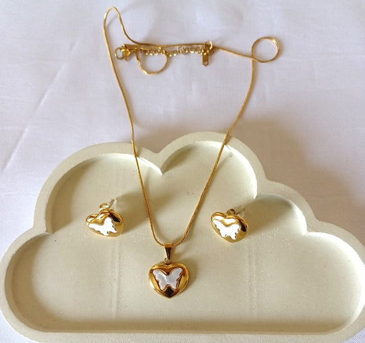 White butterfly Necklace Set