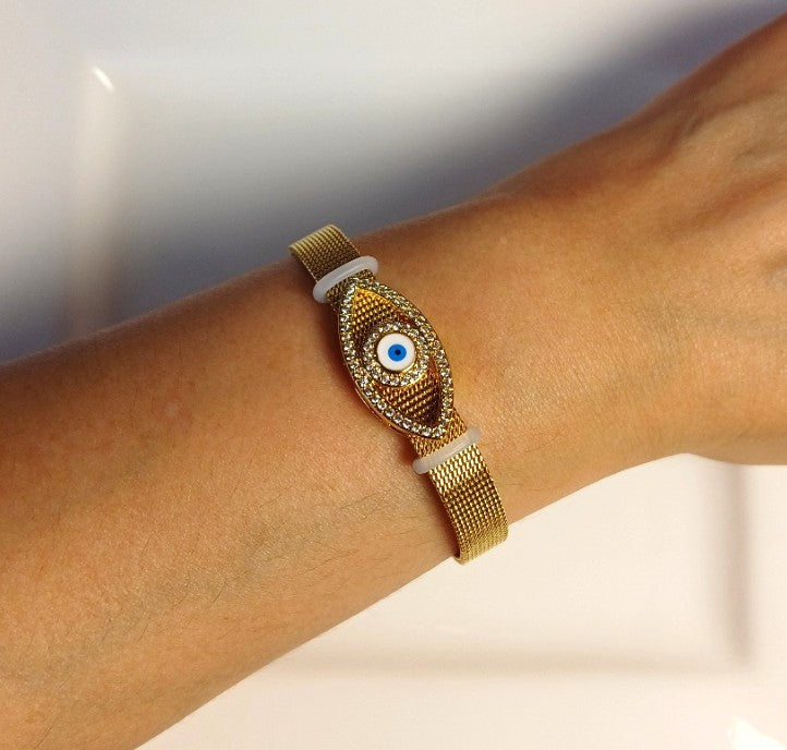 White Evileye Watch Bracelet