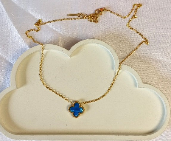 Blue Clover Necklace