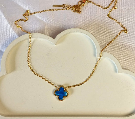 Blue Clover Necklace