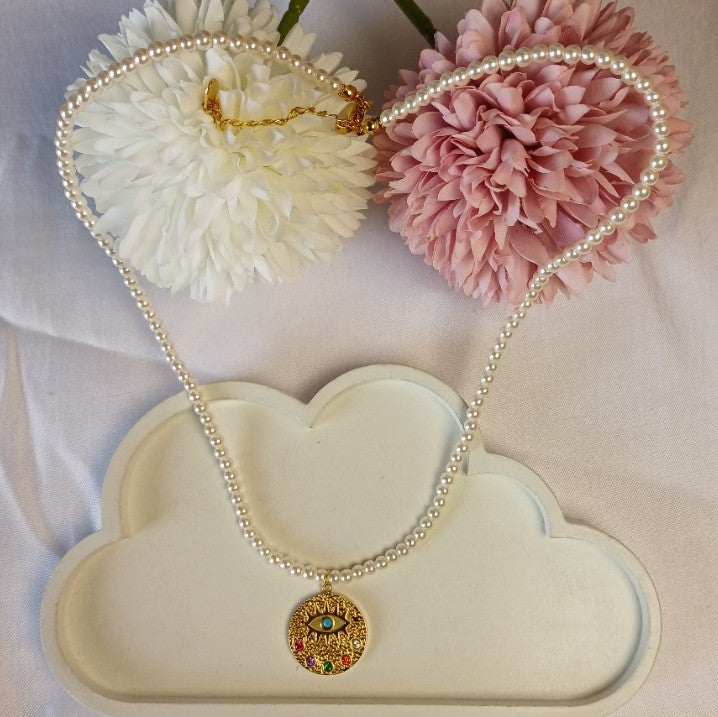 Pearl Evileye Necklace