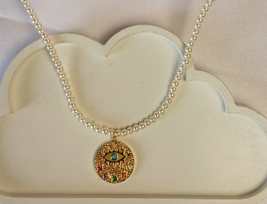 Pearl Evileye Necklace