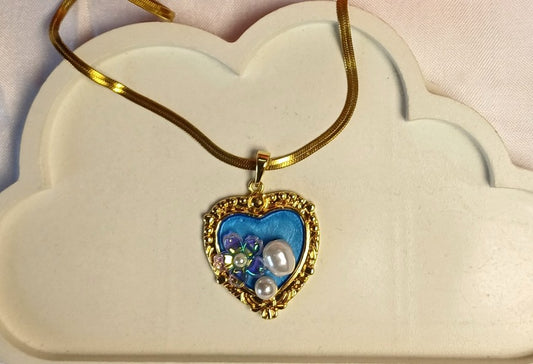 Blue Heart Pendant Necklace