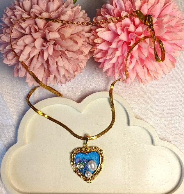 Blue Heart Pendant Necklace