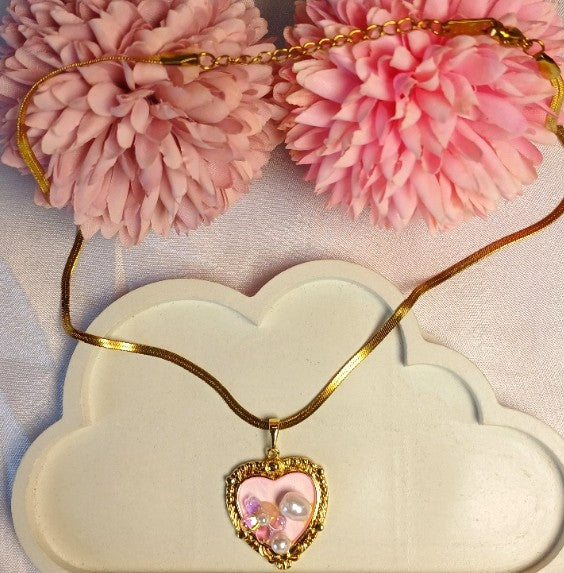 Pink Heart Pendant Necklace