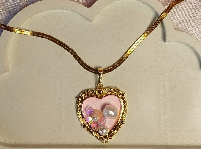 Pink Heart Pendant Necklace
