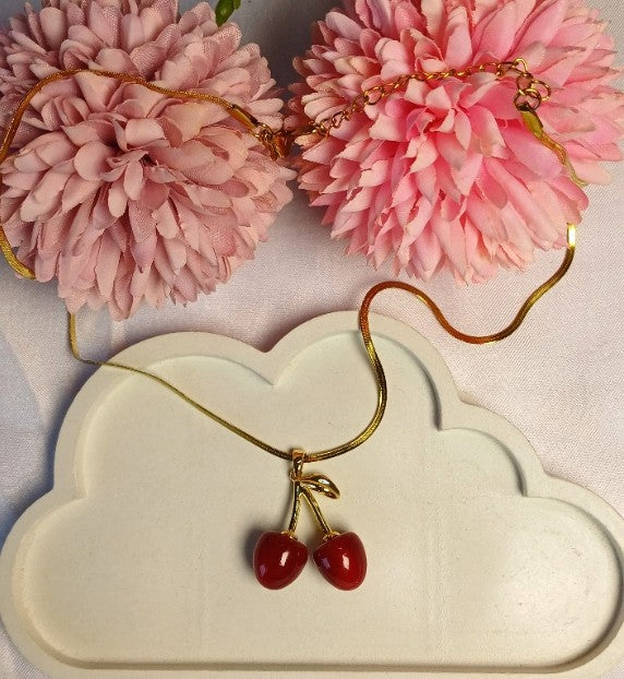 Deep Red Cherry Necklace