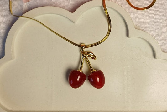 Deep Red Cherry Necklace
