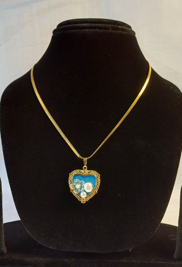 Blue Heart Pendant Necklace
